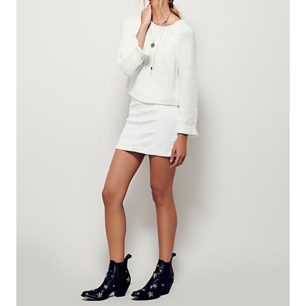 FREE PEOPLE modern femme free white mini skirt